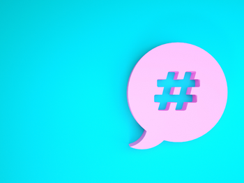 Speech bubble with a hashtag inside
