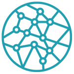 Connected dots within in a circle representing a connected system