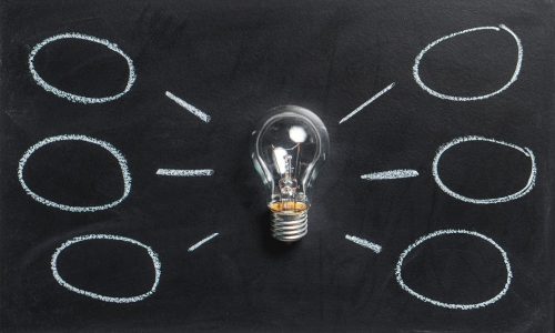 light-bulb A lightbulb with circles and lines to indicate plans and processes
